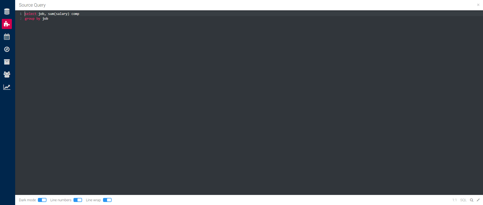 Use Code Editor and Code Library to write scripts in SQL, JavaScript