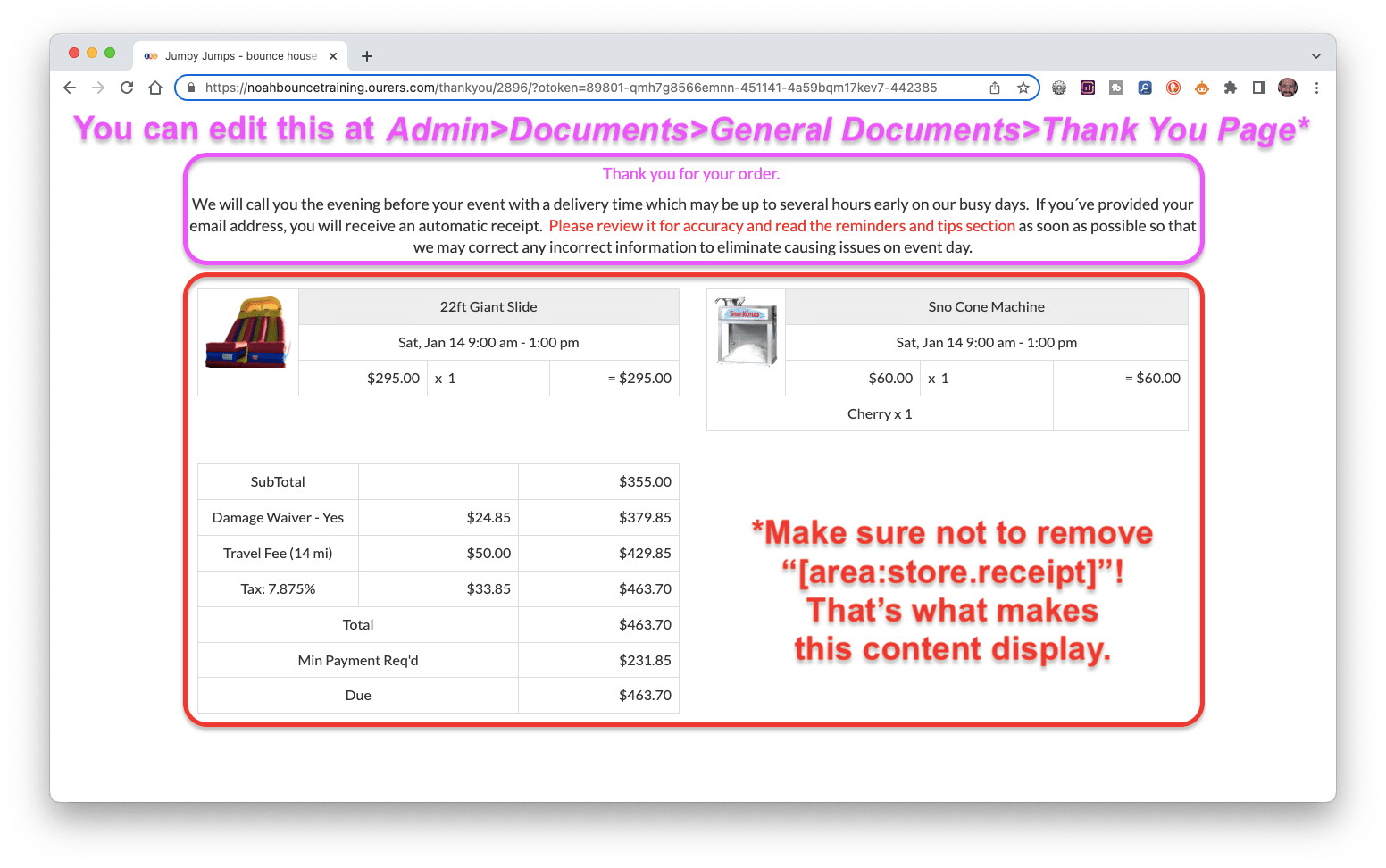 Customizing the Front End Ordering Process Event Rental Systems