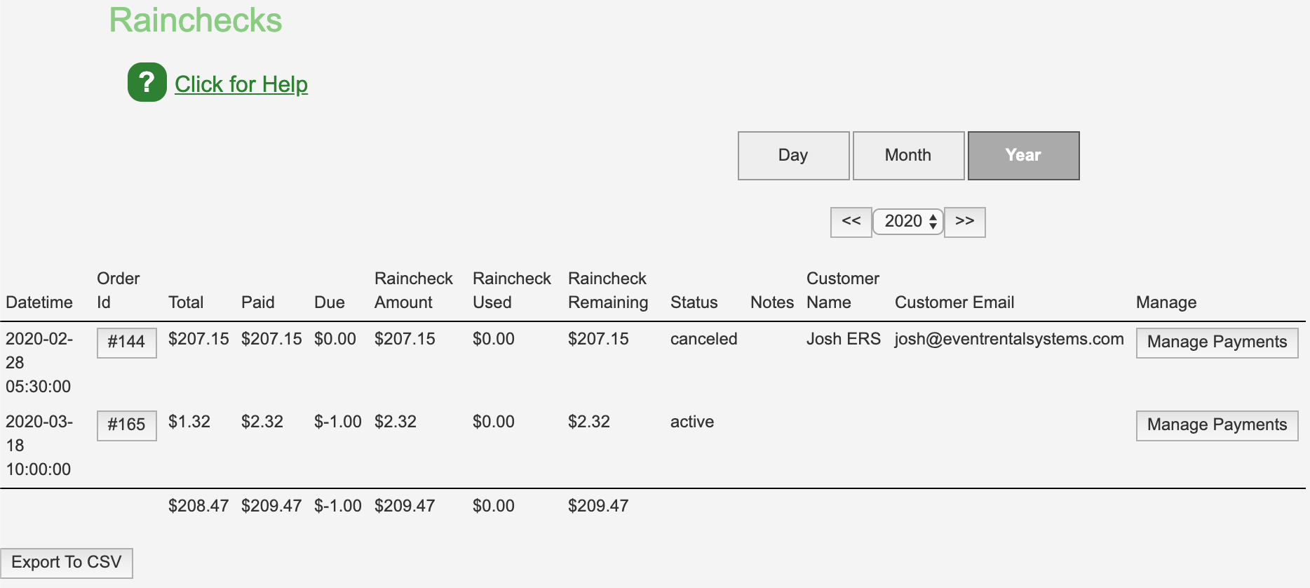 Canceling Orders and Rainchecks Event Rental Systems
