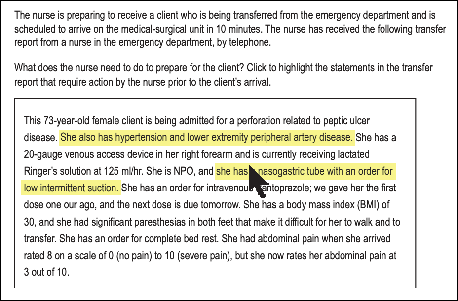 Create NCLEX (NGN) Enhanced Hot Spot (Highlighting) Items ExamSoft