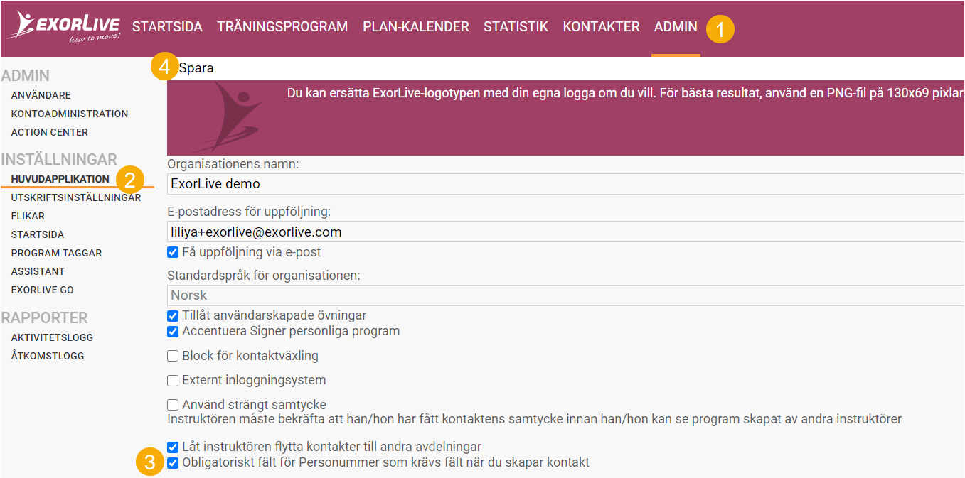 Obligatoriskt fält för personnummer ExorLive Hjälpcenter