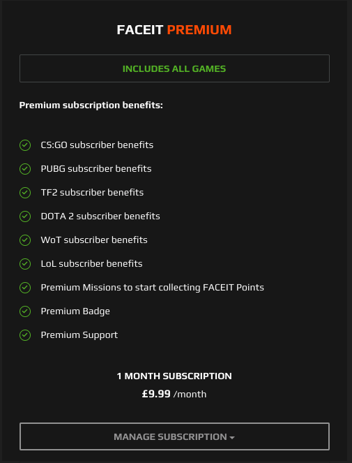 Premium Subscription FACEIT