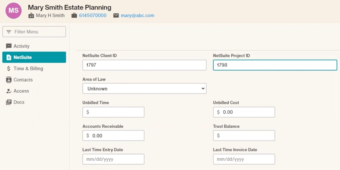 Filevine + Oracle NetSuite Integration Filevine Help Center