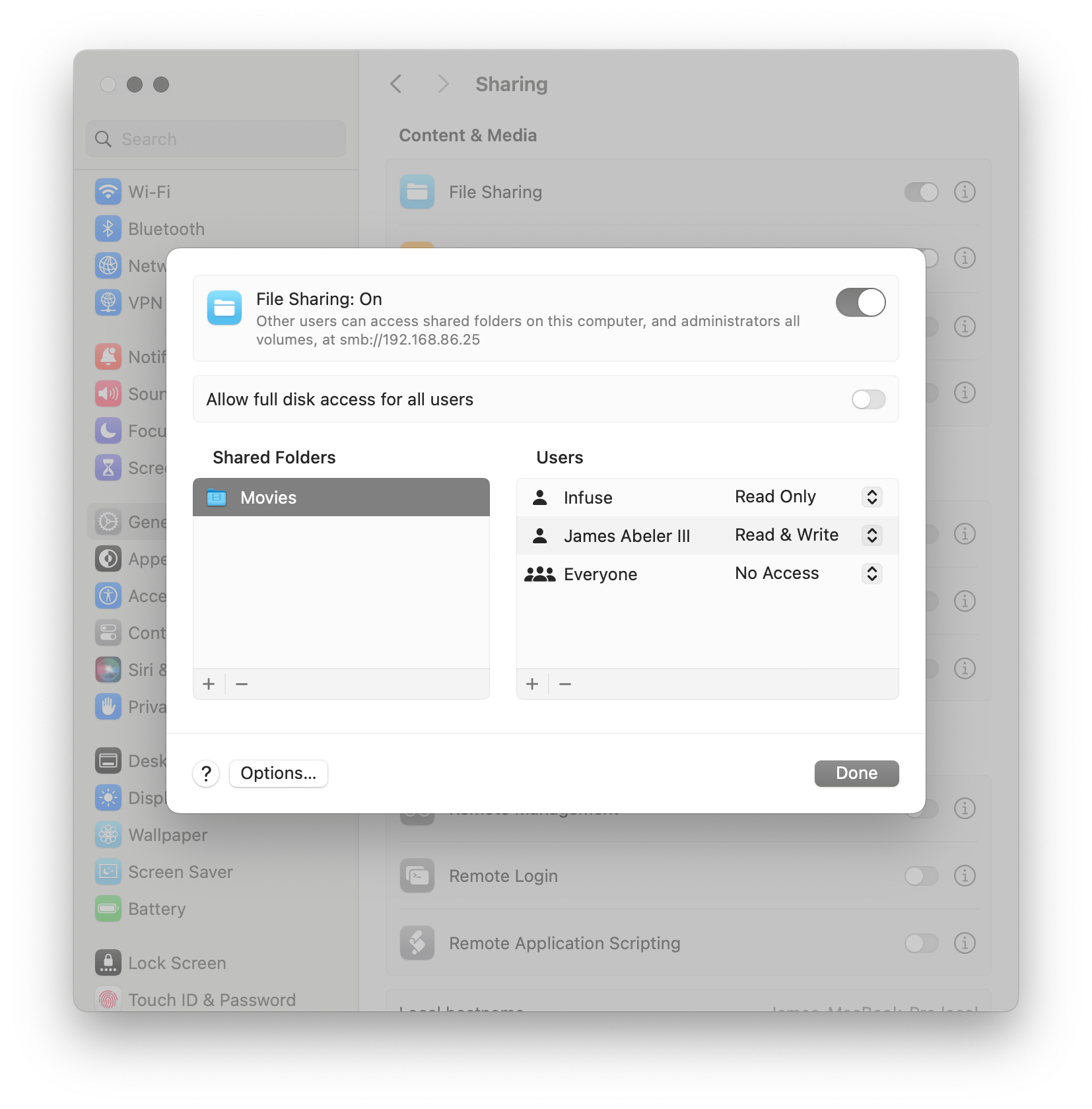 Enabling File Sharing Firecore Support