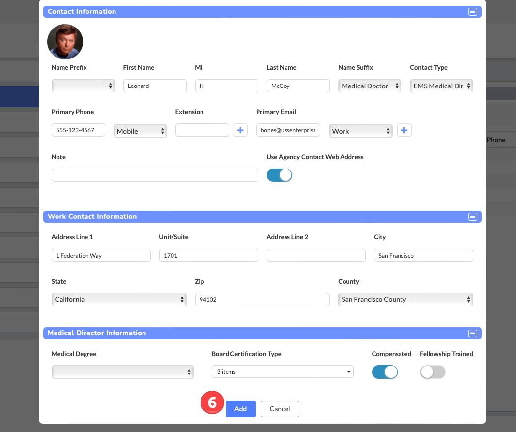 Setting up the ePCR EMS Contacts