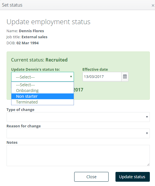 How To Change the Status of an Employee Who Never Started Flare HR