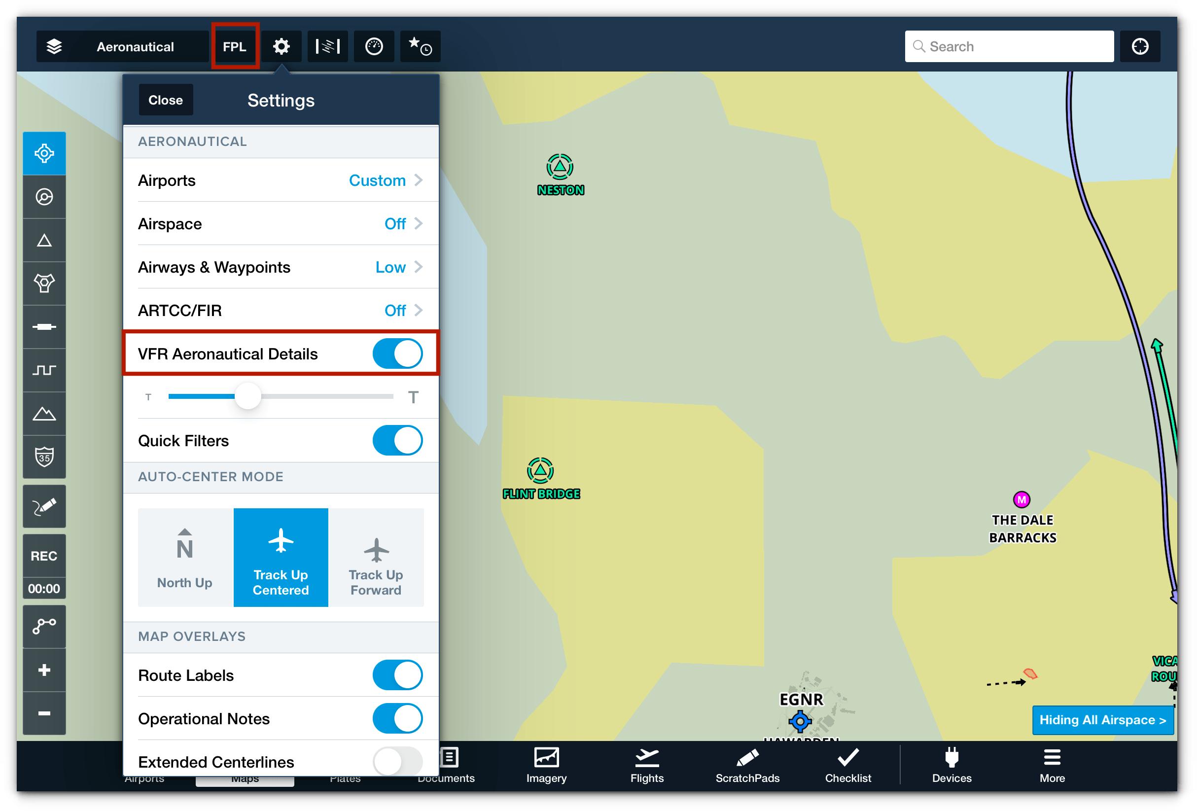 How do I enter VFR waypoints or visual reporting points to my route