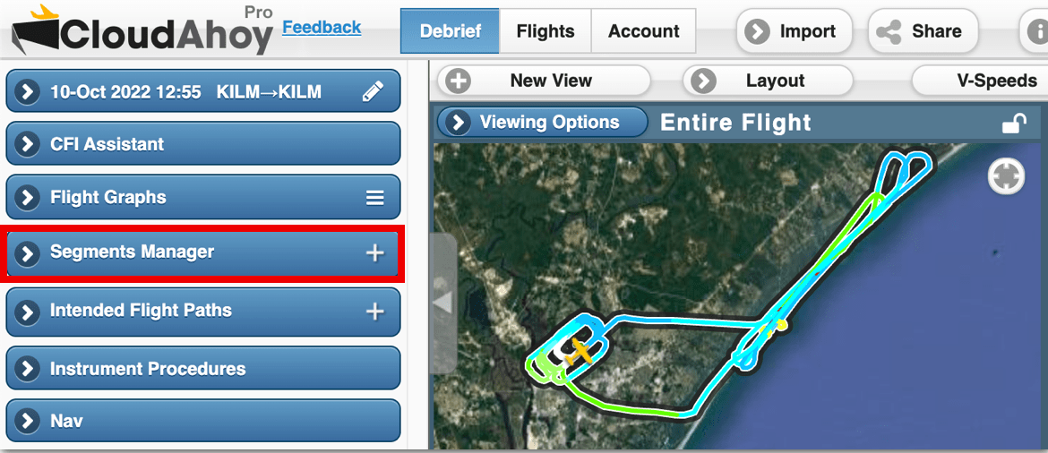 How do I debrief a single segment of a flight using CloudAhoy