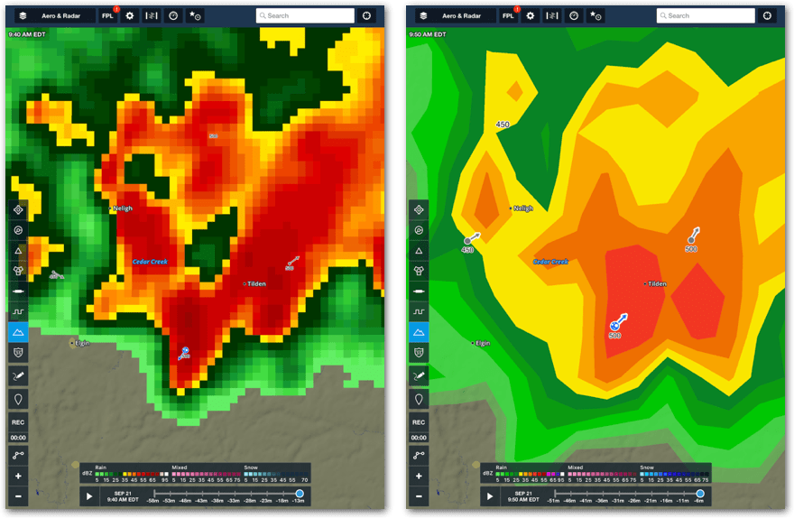 How does the Radar map layer compare to the Radar (Classic) map layer
