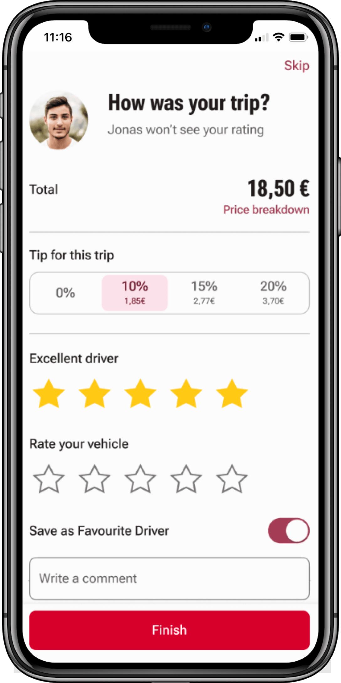 How do I add a tip? FREE NOW