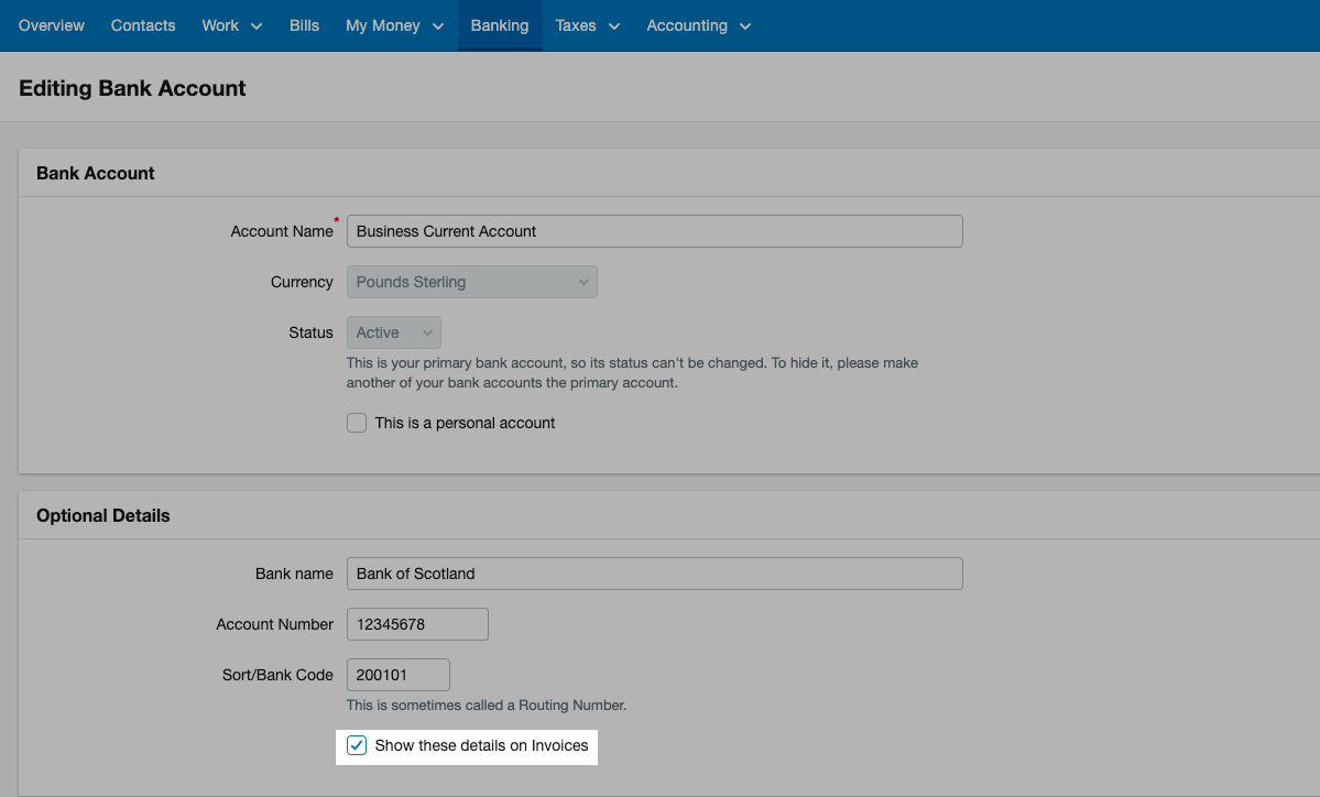 How to display your IBAN and BIC numbers on invoices FreeAgent