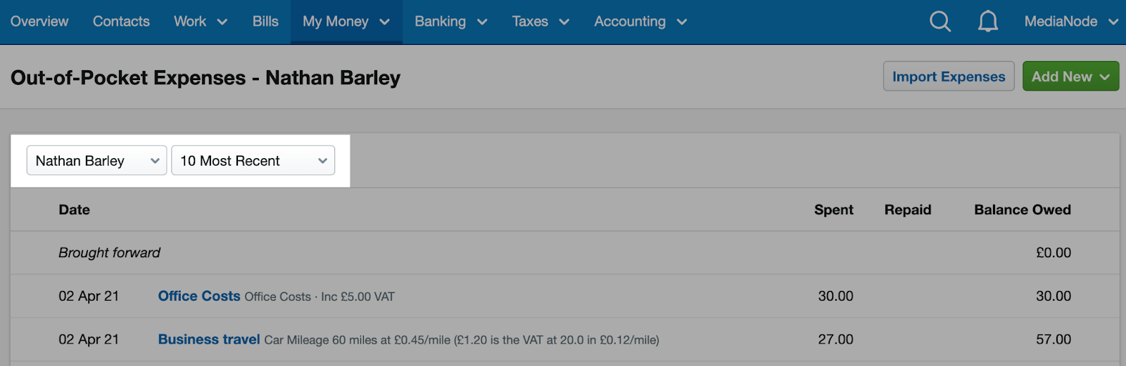 How to edit an outofpocket expense or mileage claim FreeAgent