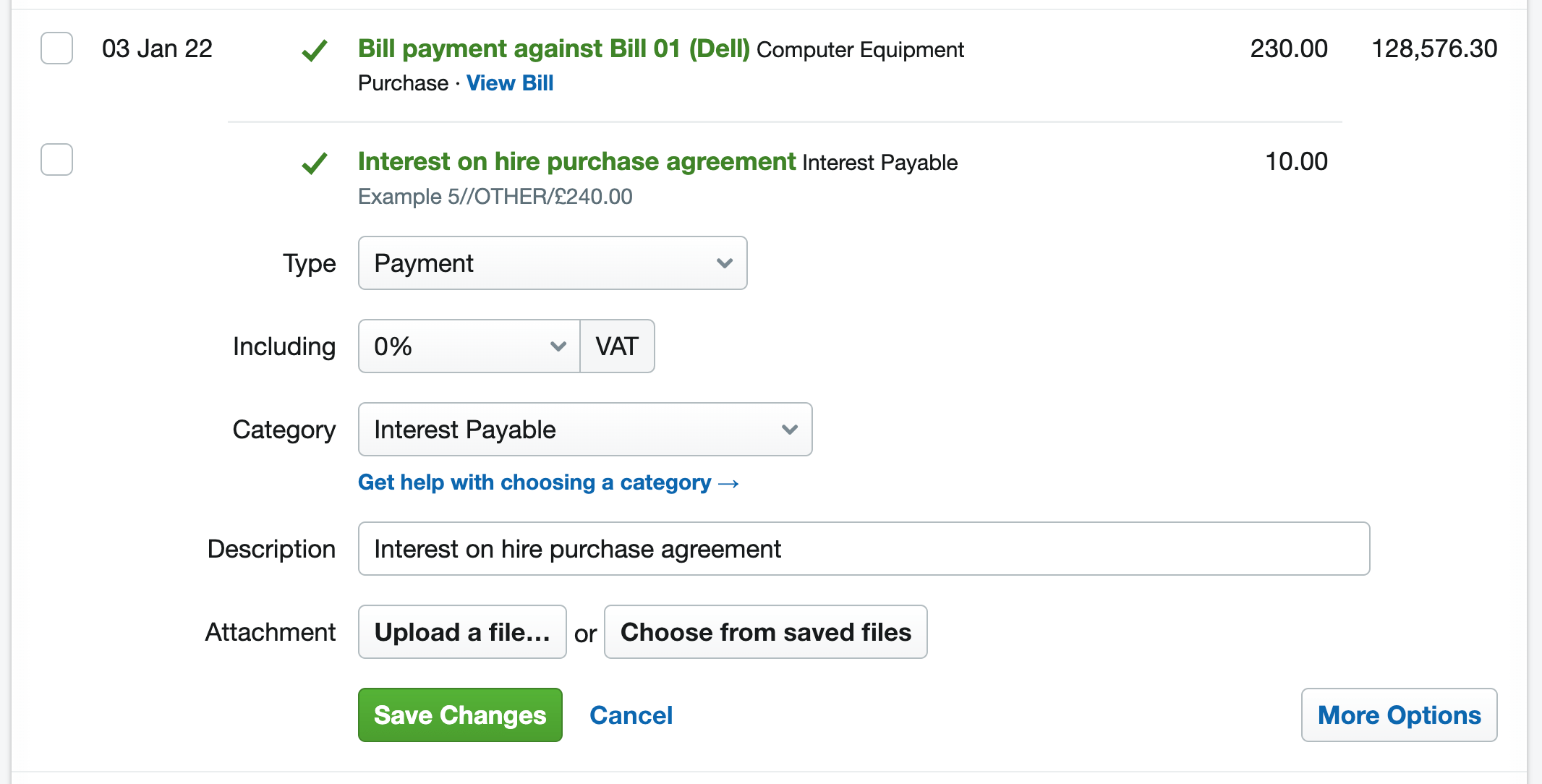 How to record an asset bought on hire purchase when using cash basis