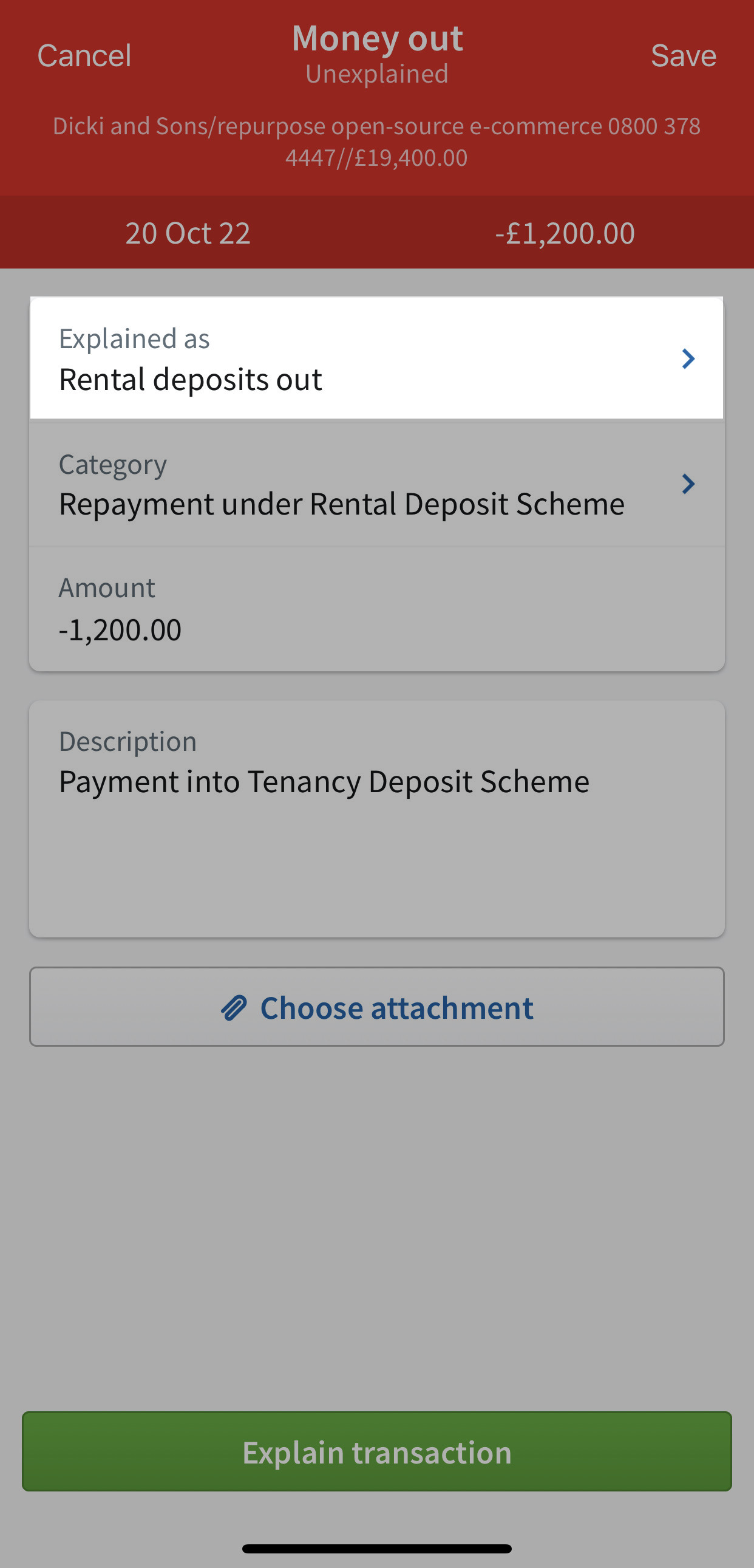 How to explain a rental deposit received from a tenant using the