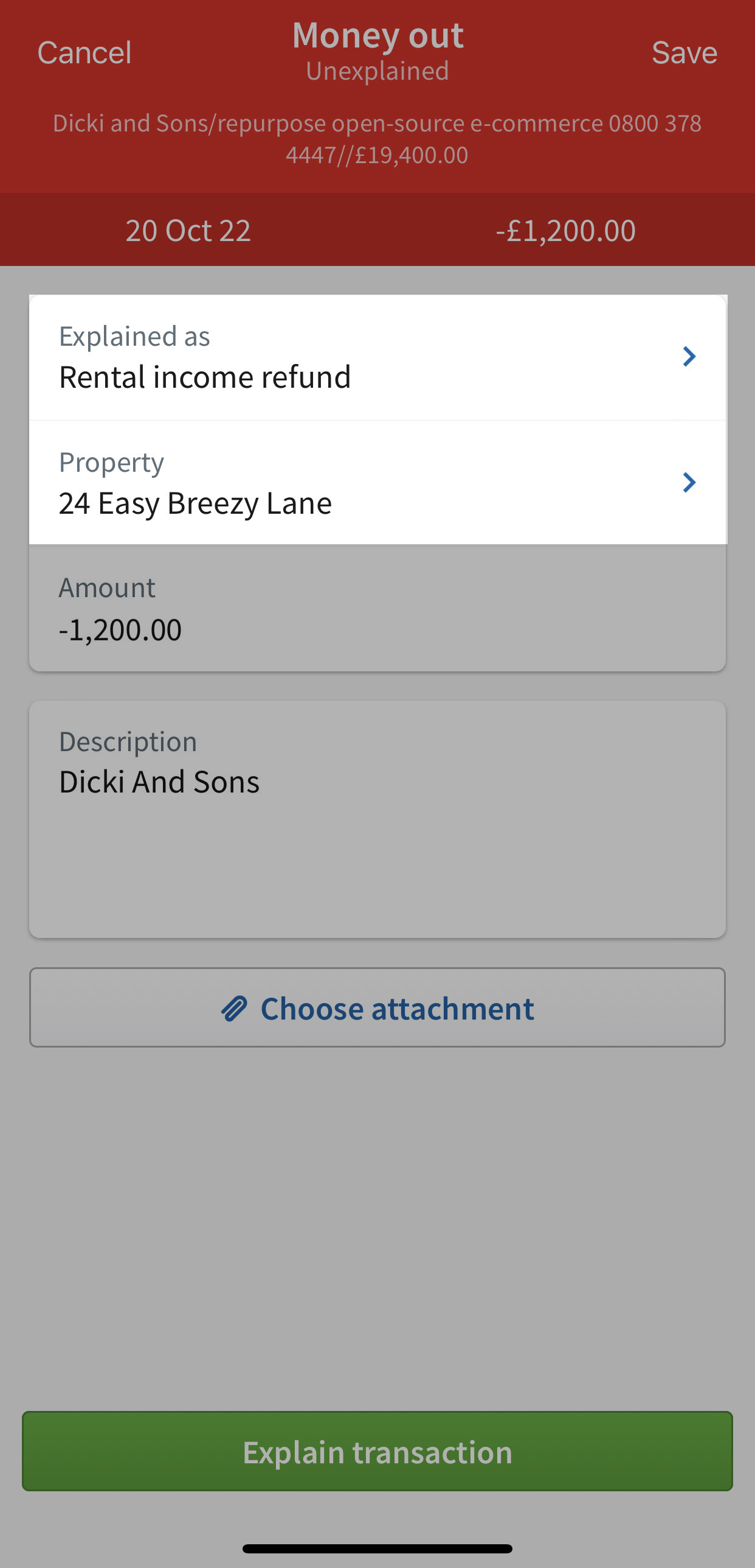 How to explain a rental refund using the FreeAgent mobile app