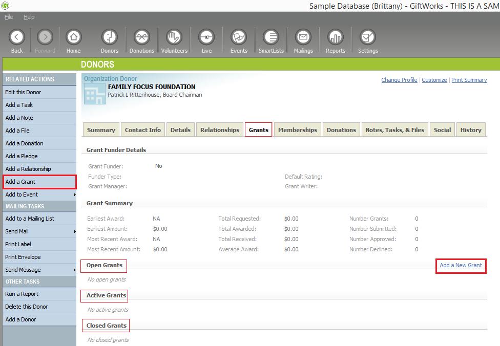 How to setup and use the Grant Management section FrontStream