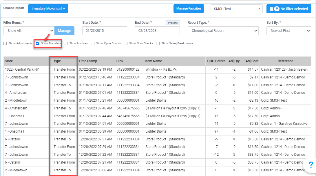 Inventory Movement Report