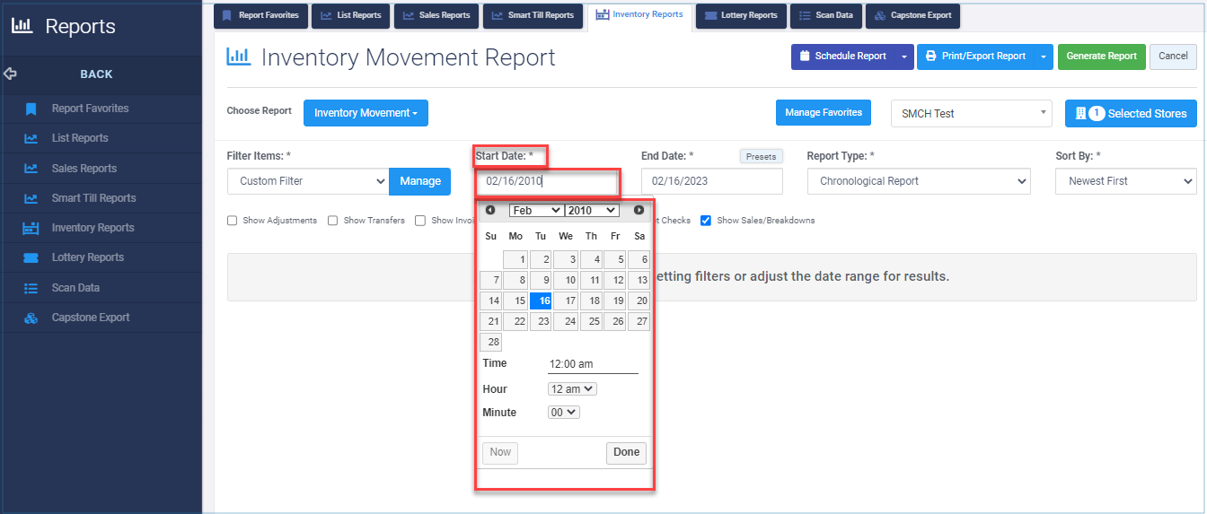 Inventory Movement Report