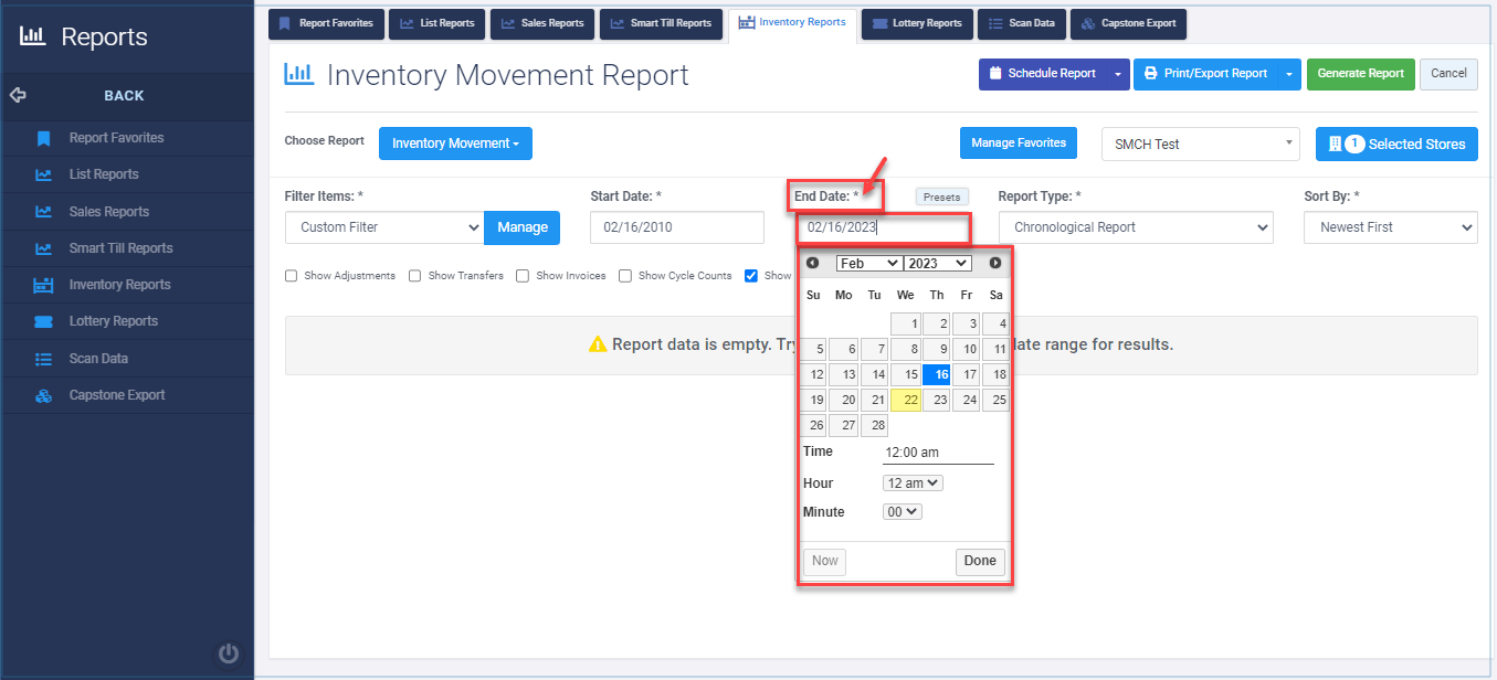 Inventory Movement Report