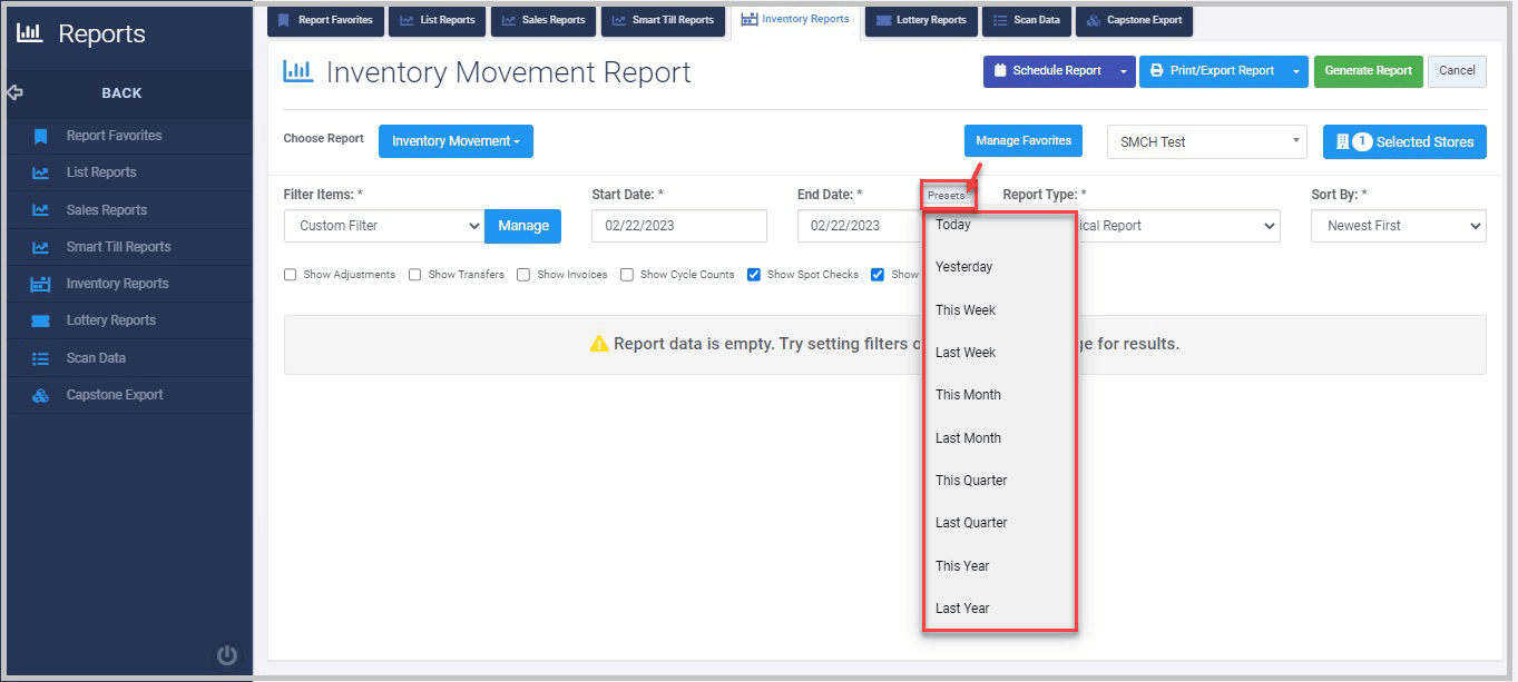 Inventory Movement Report