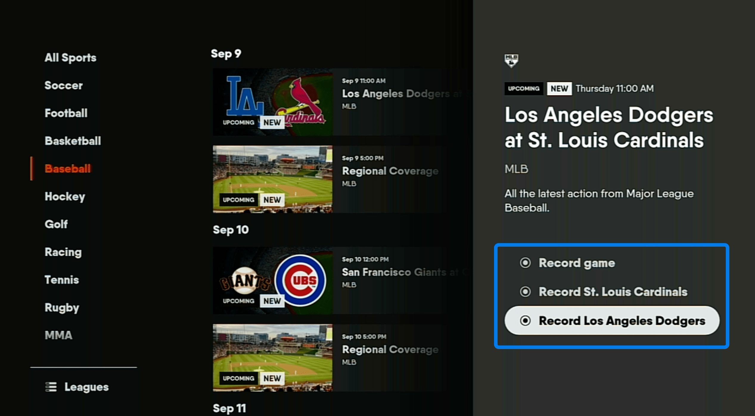 How can I record my favorite teams and leagues? Help Center
