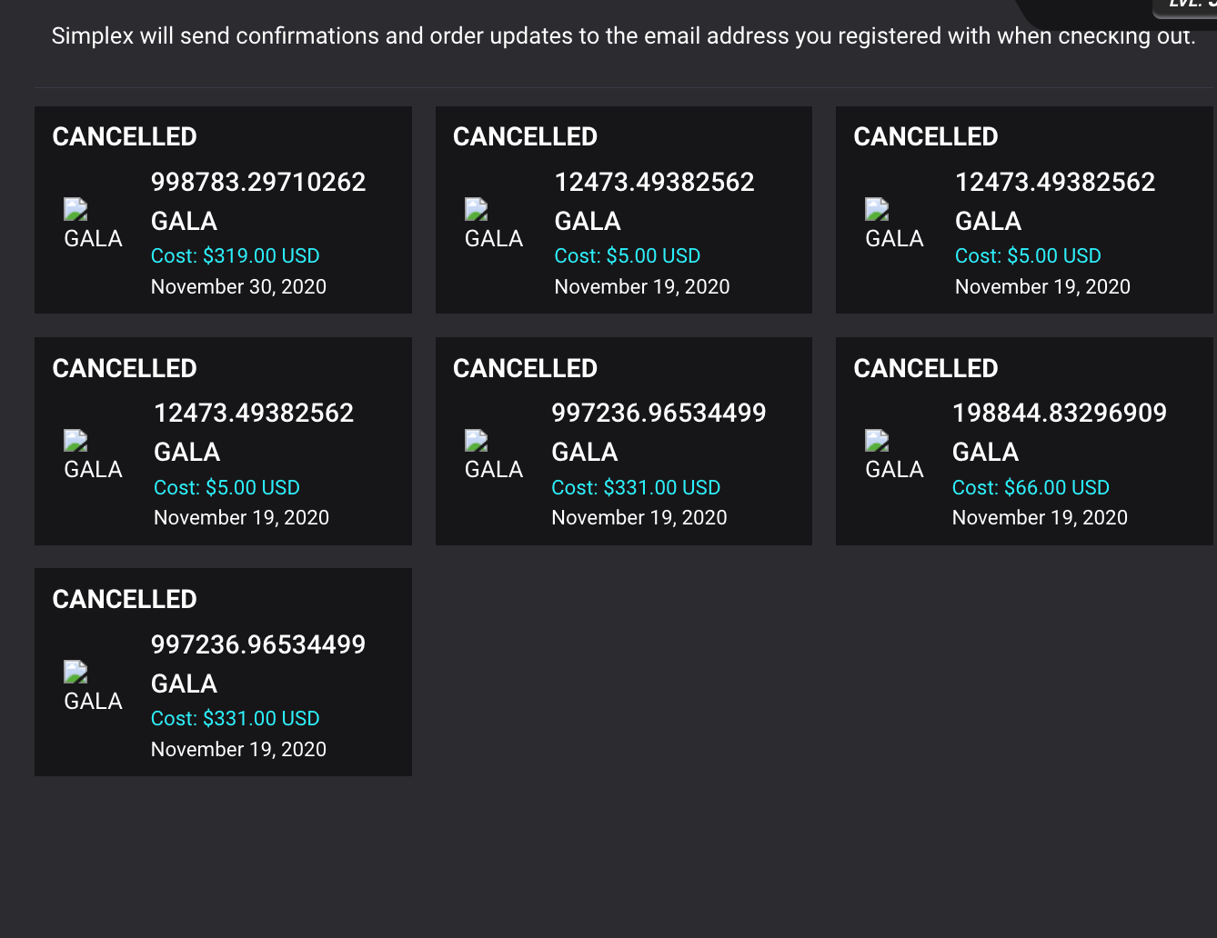 Settings in a Gala Games and Entertainment Account Gala