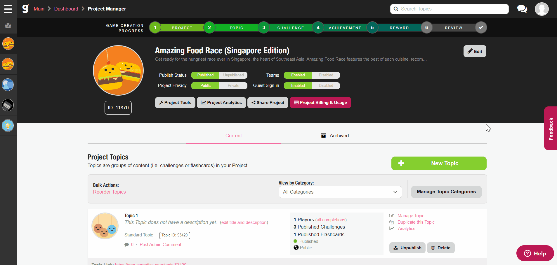 Creating a Flashcard Gametize
