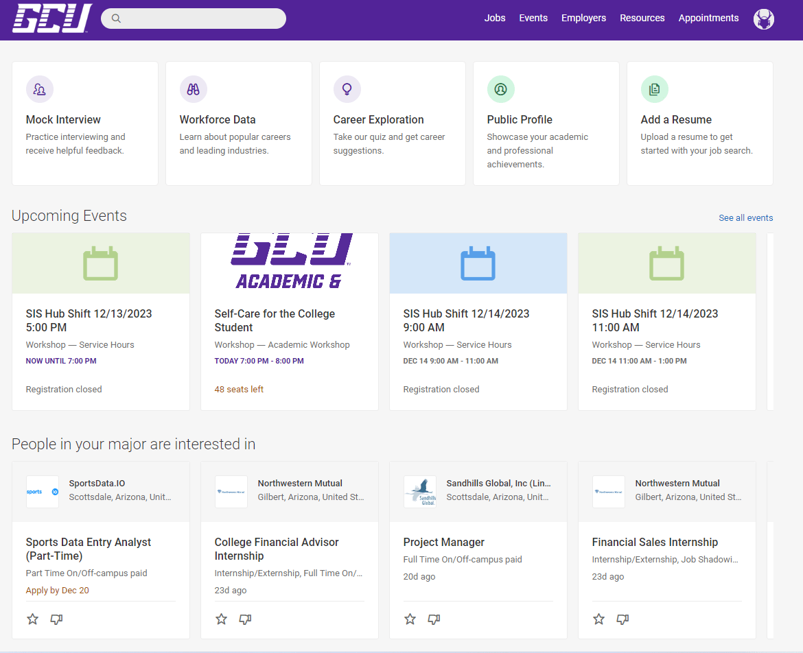 Career Connections GCU Technical Support