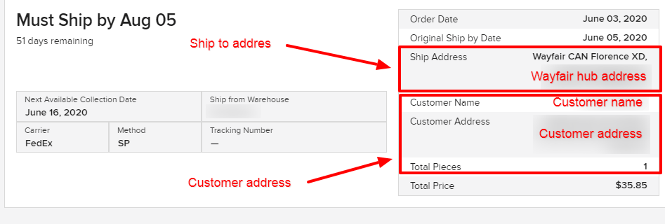 Wayfair orders outside the country
