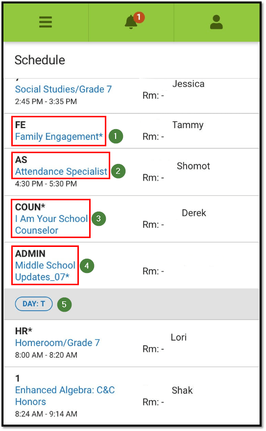 Using the Schedule in the Infinite Campus App for Parents GCA Student