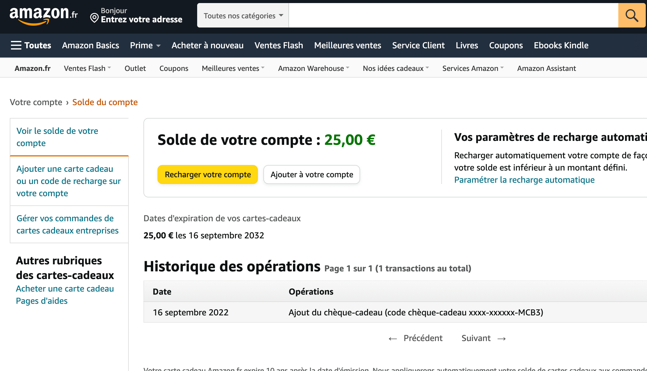 Utiliser votre code sur Amazon.fr Centre d'Aide