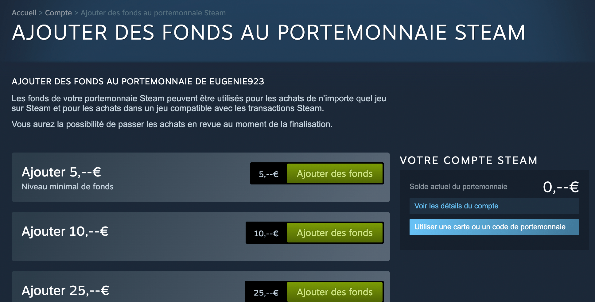 Utiliser votre code Steam Centre d'Aide