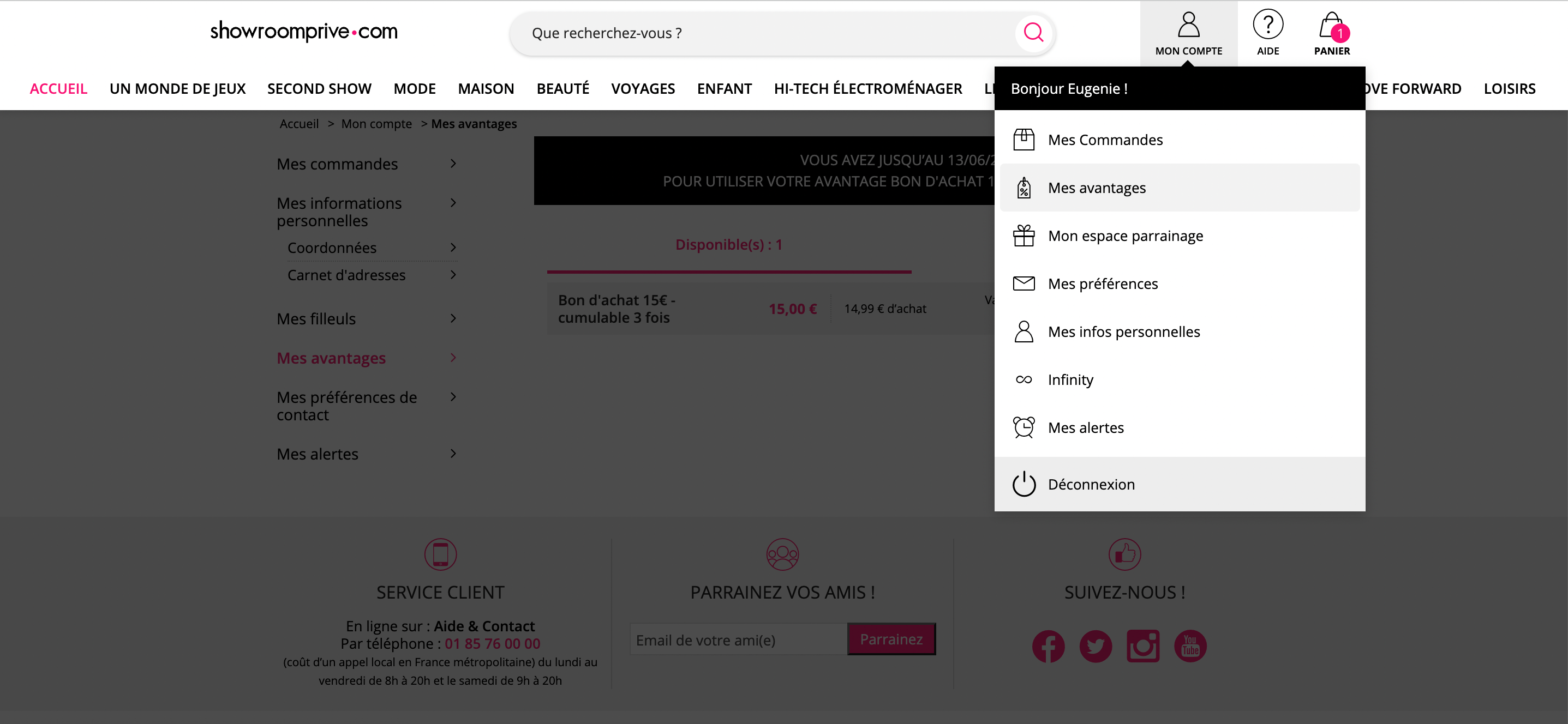 Utiliser votre code Showroomprivé sur Centre d'Aide