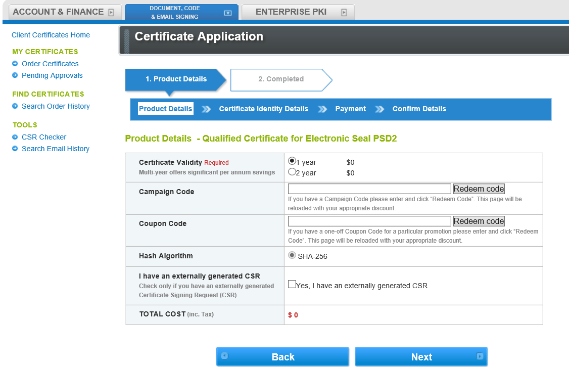 PSD2 Qualified Electronic Seal Certificate (QSealC) Onboarding Guide