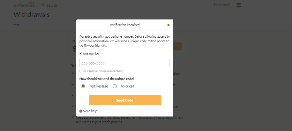 Withdraw money to your personal bank account GoFundMe