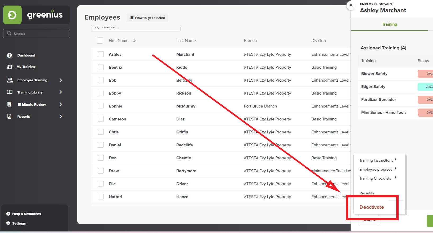 How to Deactivate Employees Greenius