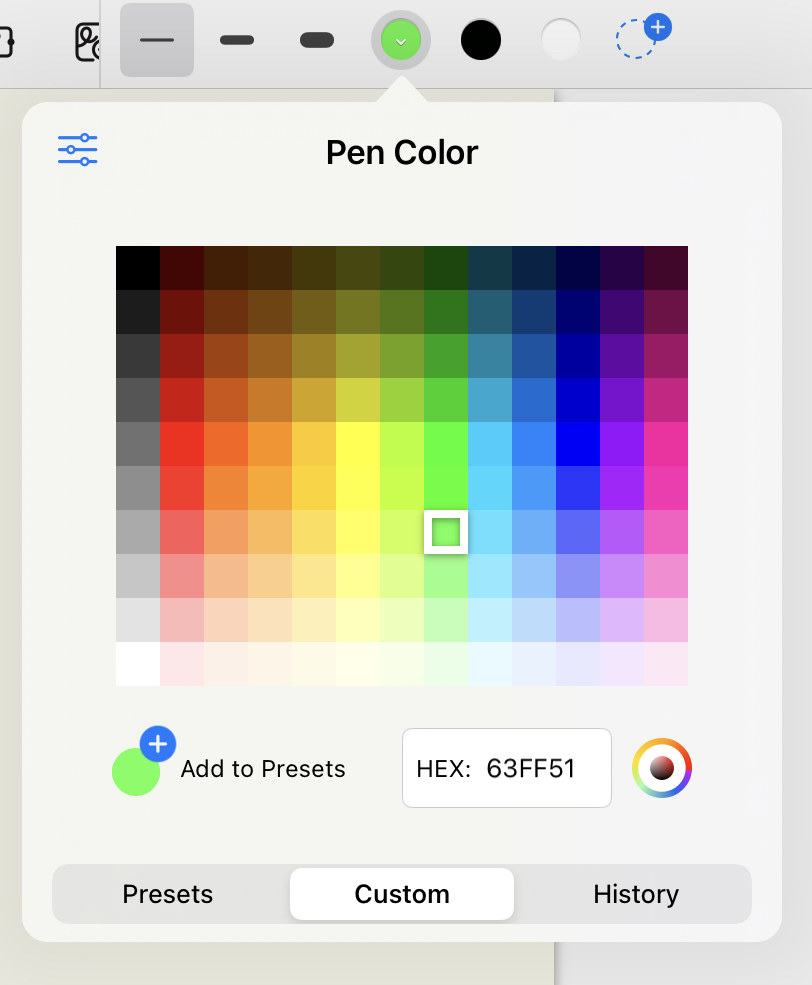 Adding colors to the pen and highlighter presets Goodnotes Support