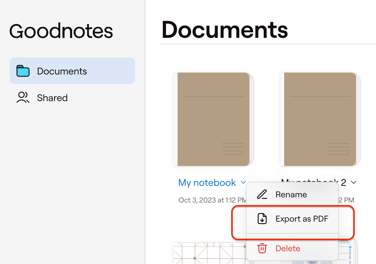 How to export my notebook as PDF? Goodnotes Support
