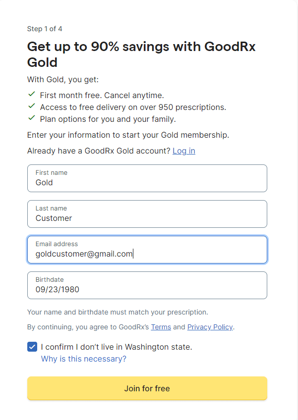 How do I sign up for a GoodRx Gold 30day free trial? Support