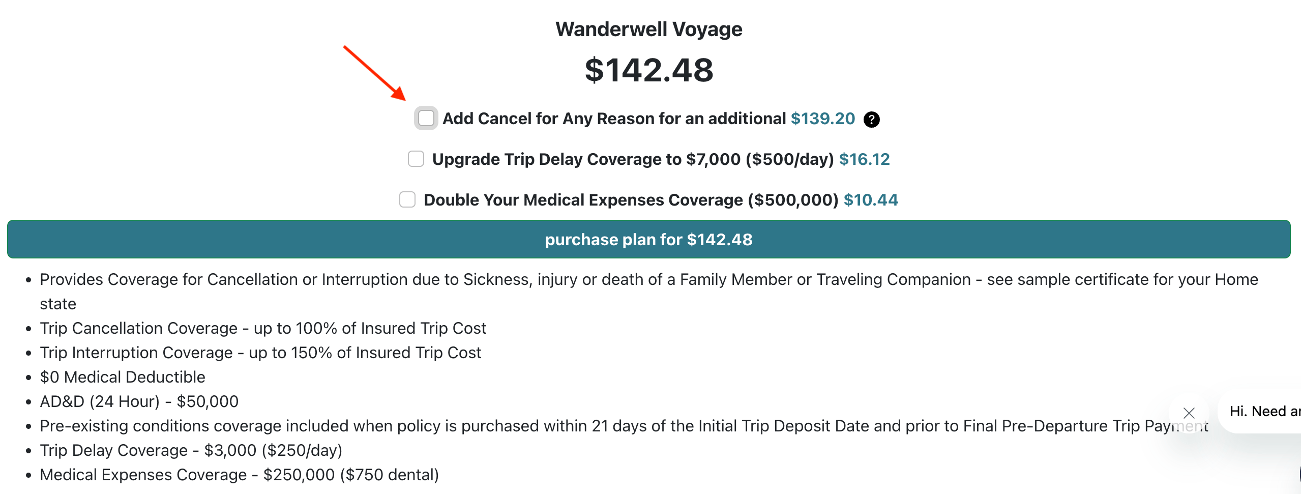 How does the Cancellation for Any Reason (CFAR) benefit work? Wanderwell