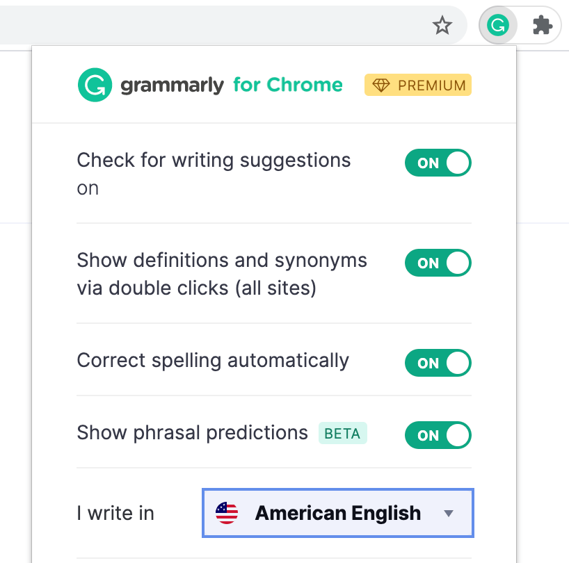 Select between British English, American English, Canadian English, and
