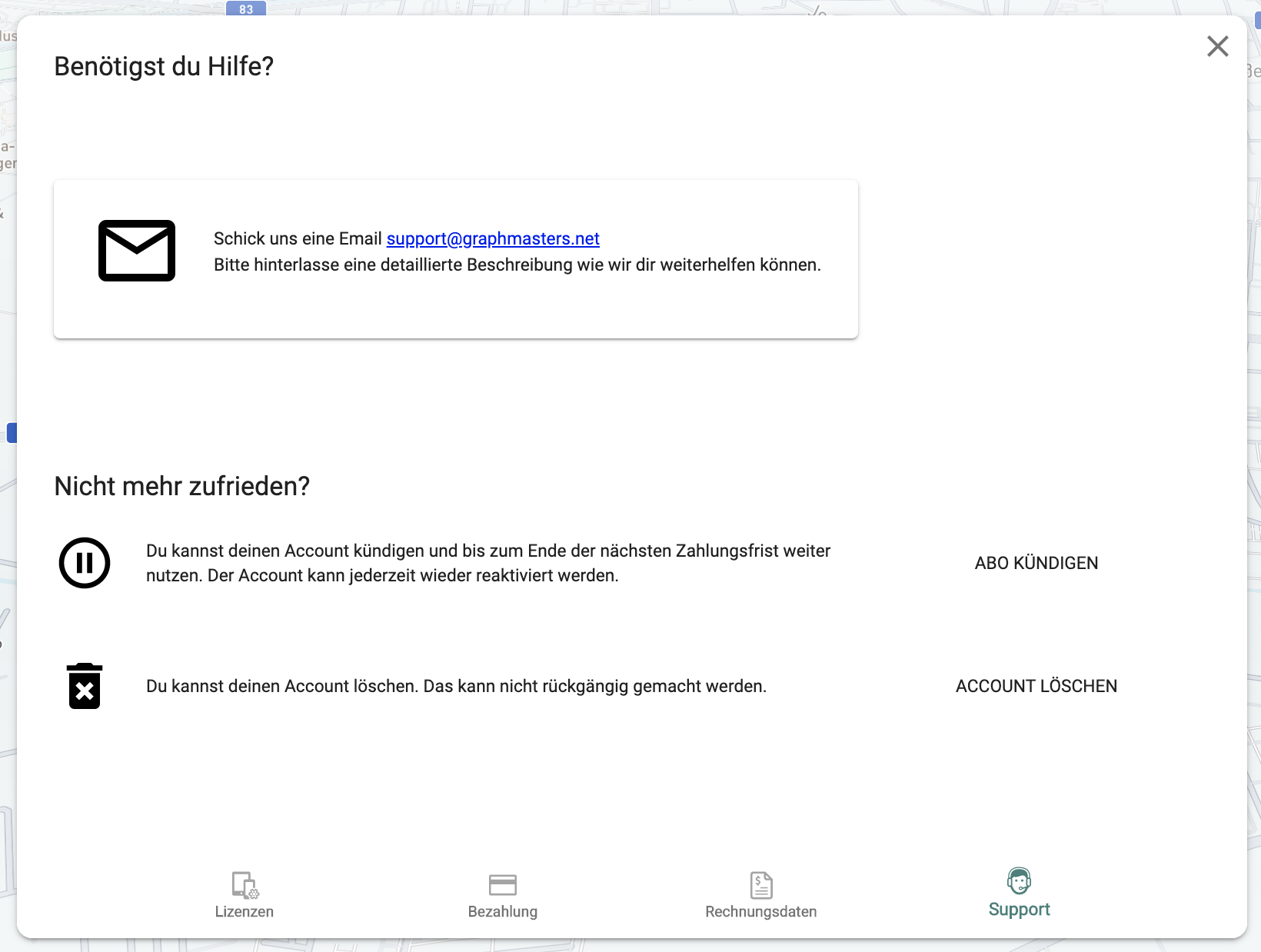 Wie und wo verwalte ich meinen NUNAV Courier Account? Graphmasters HilfeCenter