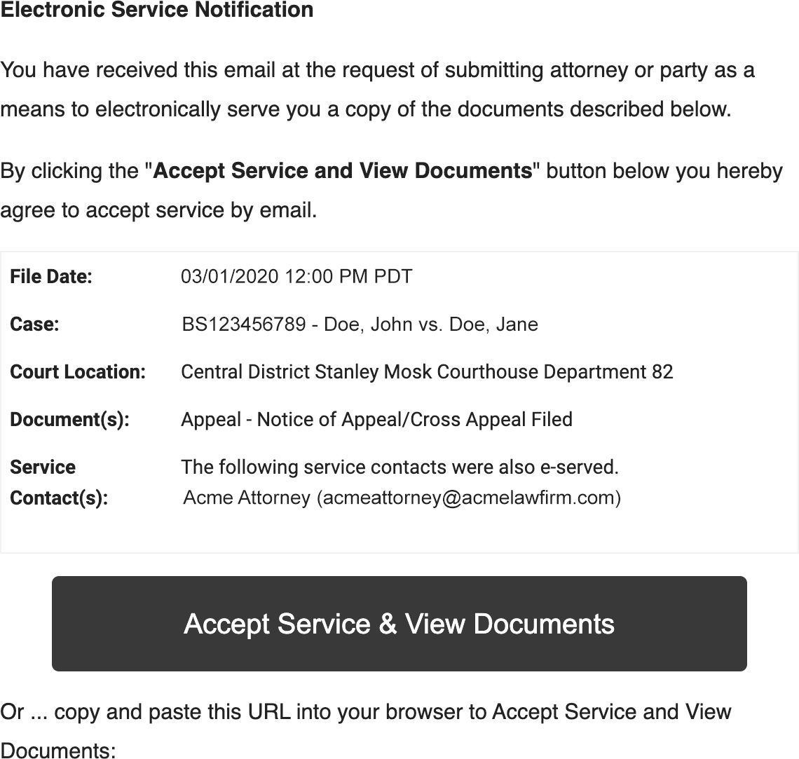 Service Notifications enable selected contacts to receive documents