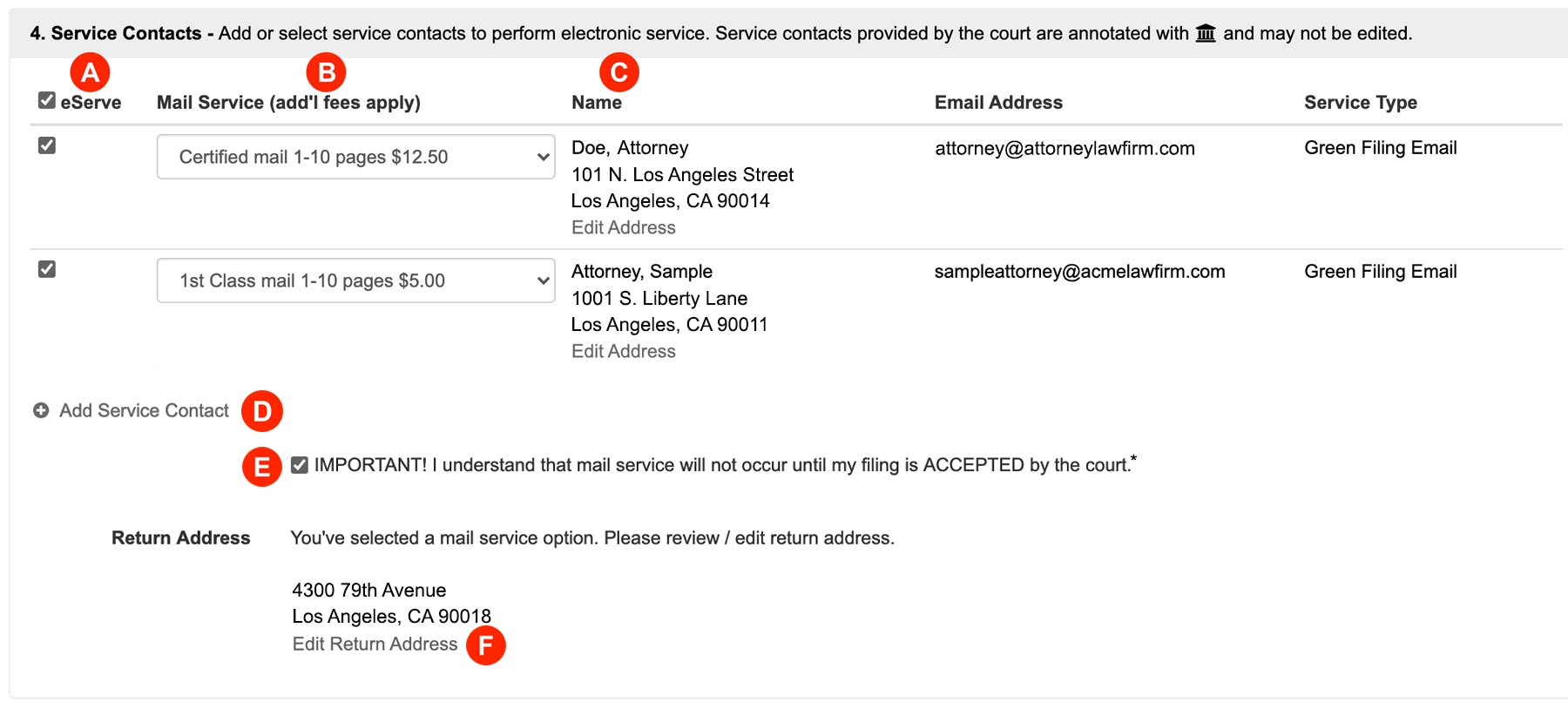 New Mail Service via Certified or First Class Mail (add'l fees apply
