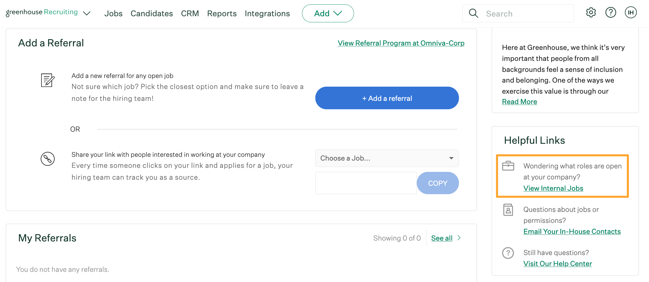 Access your internal job board Greenhouse Support