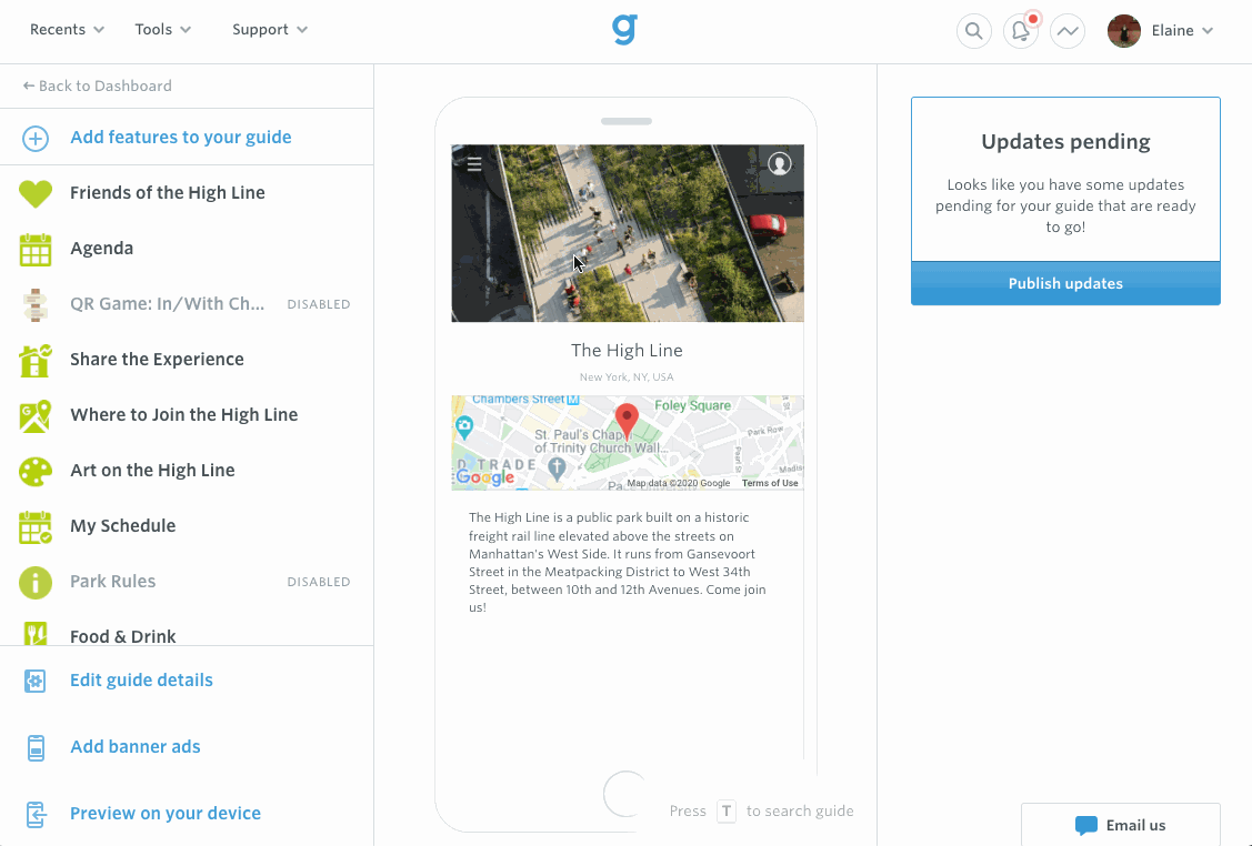 Google Map Locations Guidebook Support
