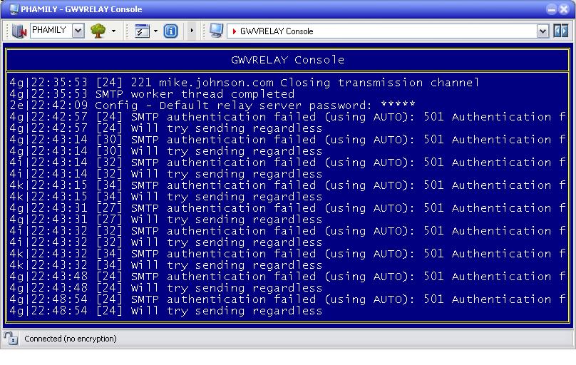 GWAVA Knowledgebase / GWVRELAY error SMTP authentication failed
