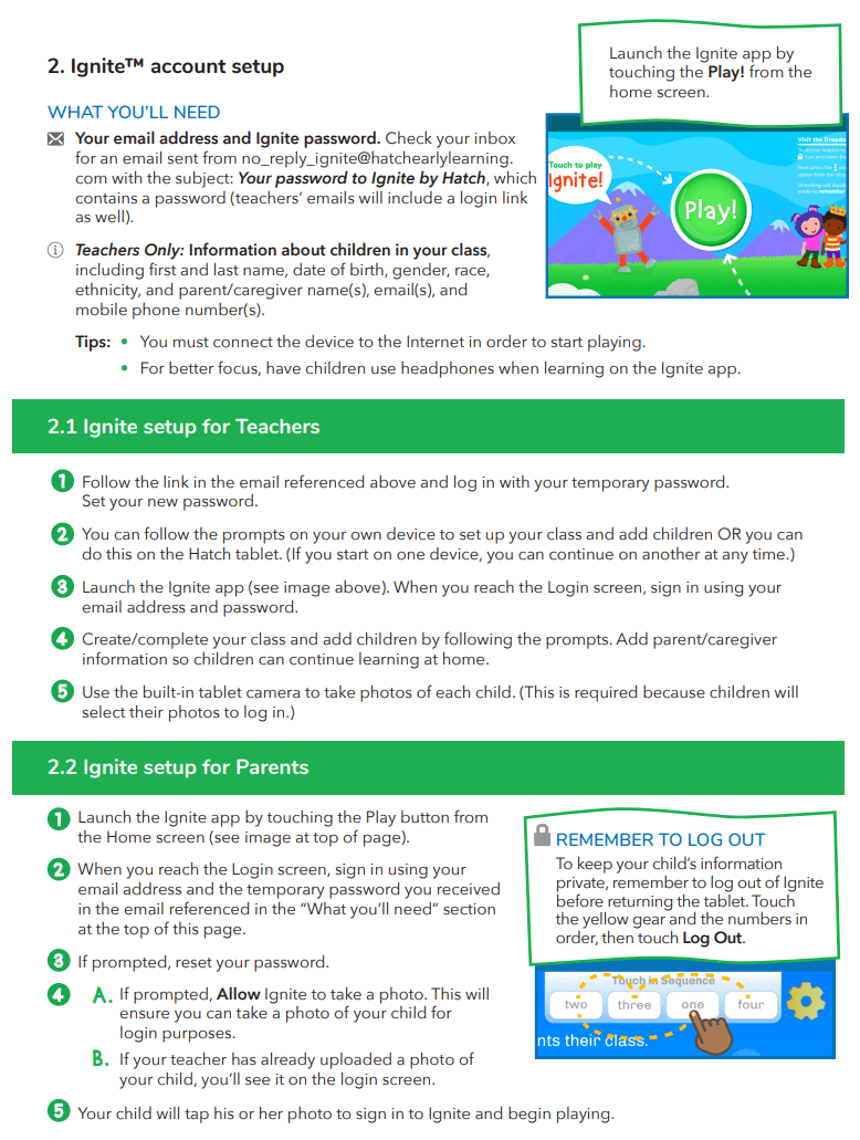 Hatch™ Tablet (102) Device Setup Instructions – Hatch Support