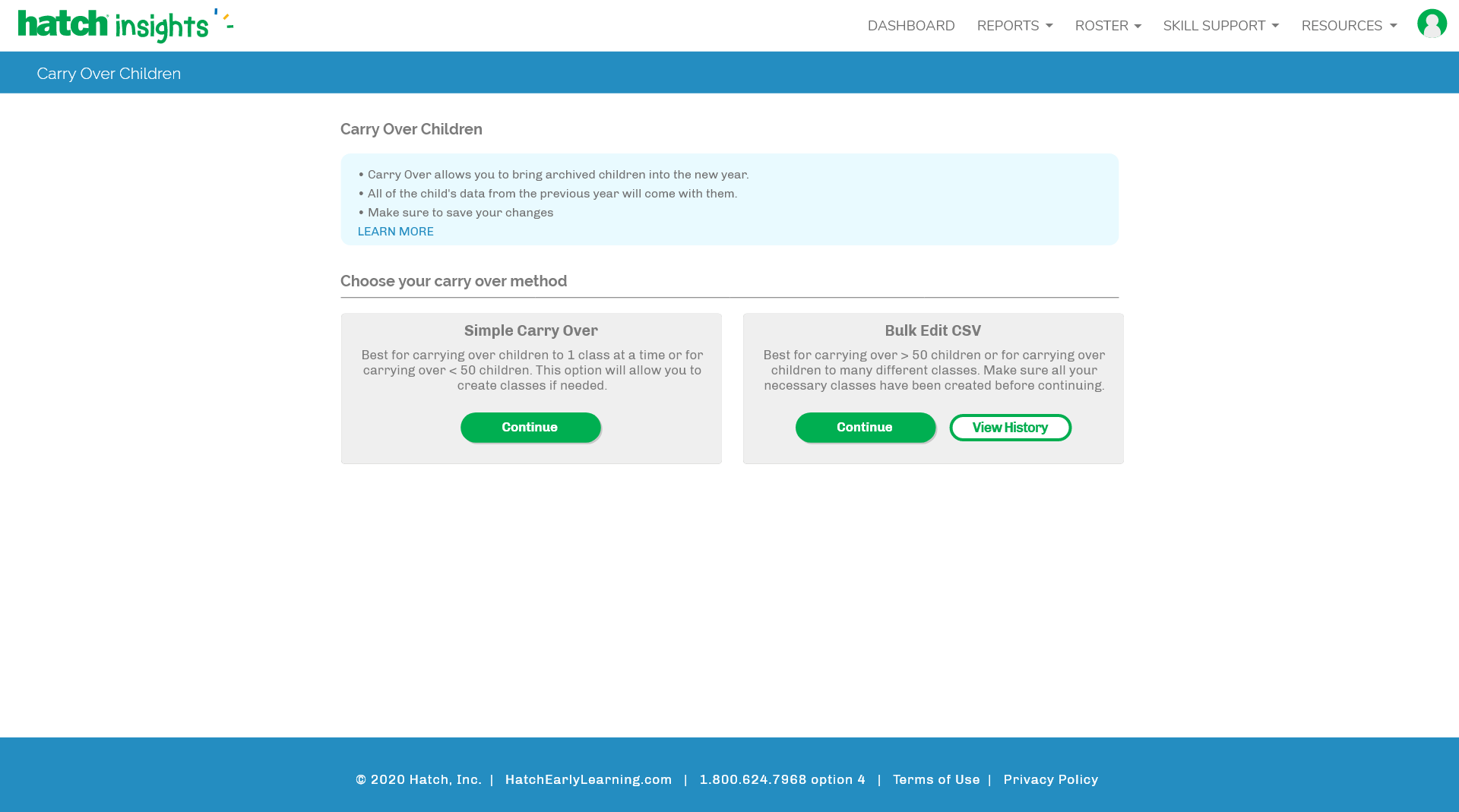 Carryover FAQ – Hatch Support