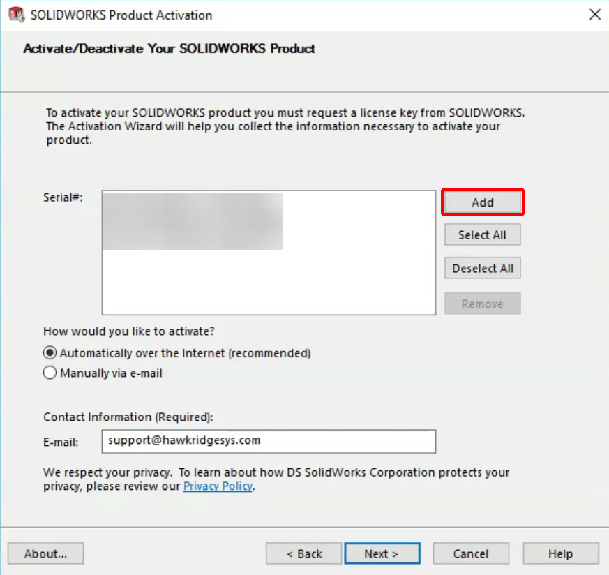 Adding Additional Serial Numbers to an Existing SOLIDWORKS License
